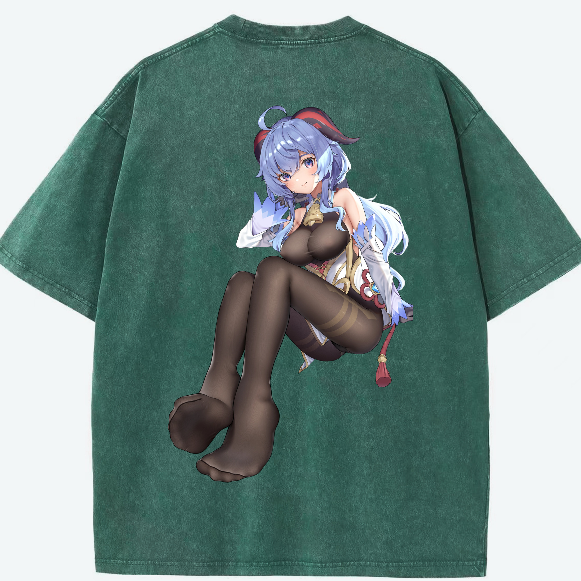 げんし神 甘雨 かんう genshin Ganyu 綿100% ヴィンテージ風 半袖Tシャツ（背面プリント）